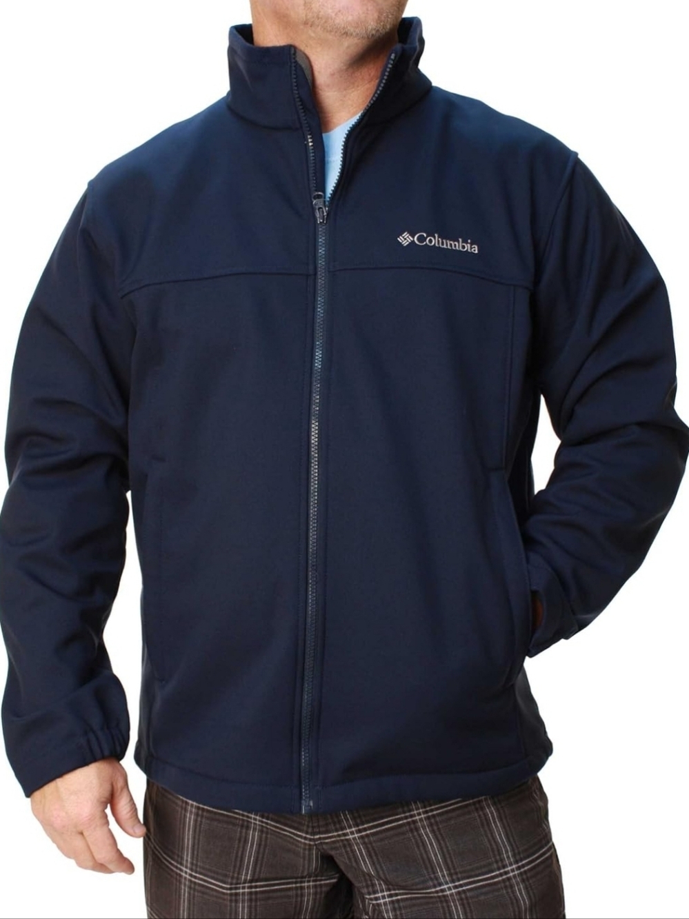 Columbia Navy Blue Soft Shell Zip Up Jacket Fleece Line Men Size 3X